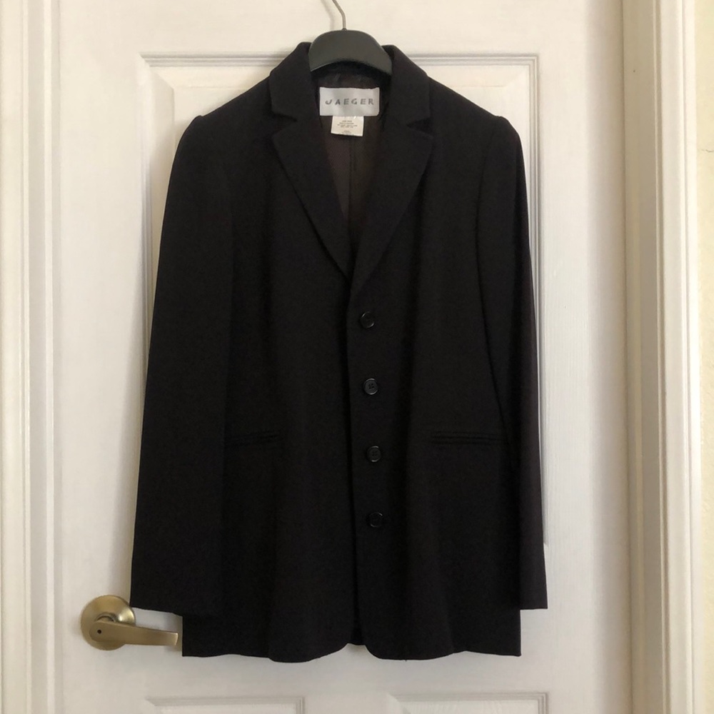 Vintage Jaeger Black Blazer and Skirt UK 6 (US 4) 100% Wool